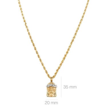 White, Yellow Jesus Head Pendant in Two Tone 14k Gold